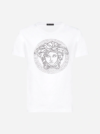 Versace Embellished Medusa T-shirt In White