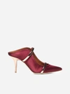 Malone Souliers Maureen 100 Metallic Leather-trimmed Satin Mules