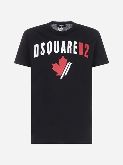 Dsquared2 T-shirt In Cotone Con Logo In Black