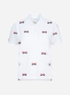 THOM BROWNE POLO IN PIQUET DI COTONE CON FIOCCHI DECORATIVI