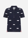 THOM BROWNE POLO IN PIQUET DI COTONE CON FIOCCHI DECORATIVI