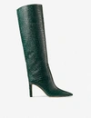 Jimmy Choo Mavis 85 Crocodile-effect Leather Boots In Dark+green