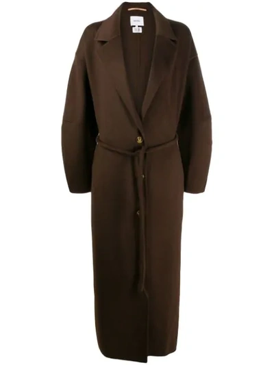 Nanushka Loane Oversized Belted Wool And Silk-blend Coat In Brown