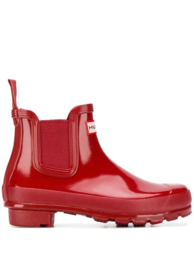 Hunter Red Gloss Chelsea Boots