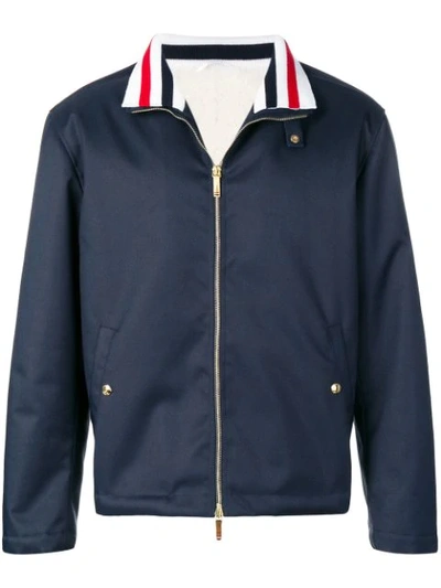 Thom Browne Zip-up Tech Canvas Jacket In Blue
