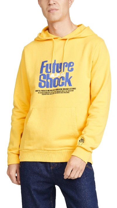 Apc X Brain Dead Spacy Cotton Hooded Sweatshirt In Yellow