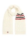 THOM BROWNE 'Aran' patch pocket stripe cable knit scarf