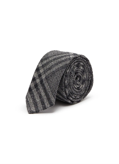 Thom Browne Check Plaid Tie In Grey