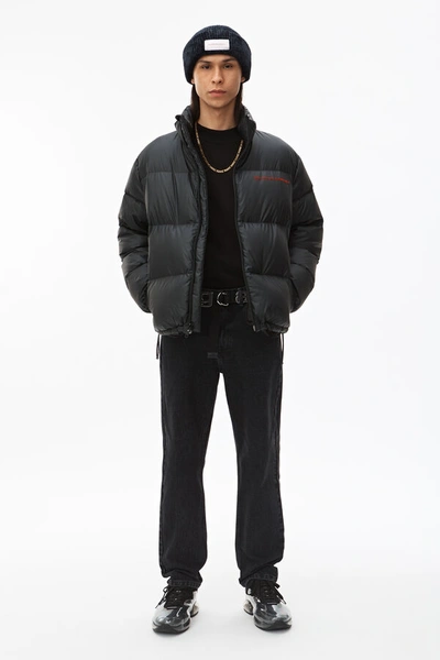 Alexander Wang Chynatown Pleather Nylon Puffer Jacket In 001 Black