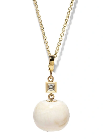 Azlee 18k And Carre Diamond Fossil Shell Necklace In Gold