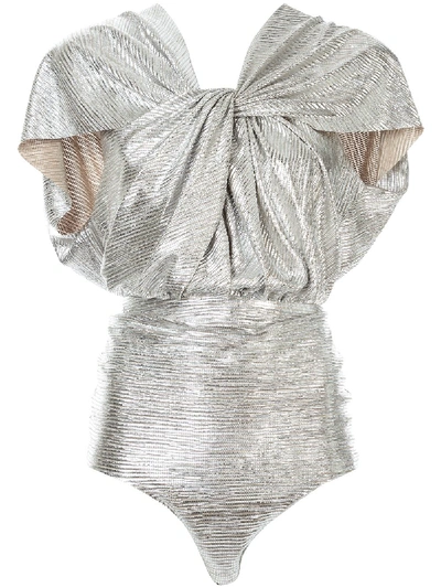 A.w.a.k.e. Oyster Knot-detail Bodysuit In Silver