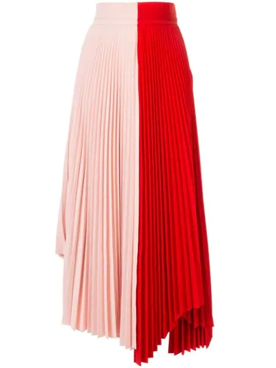 A.w.a.k.e. Double Trouble Doric Pleated Two-tone Cady Midi Skirt In Red