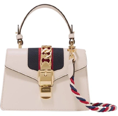 Pre-owned Gucci Sylvie Shoulder Bag (with Strap) Mini White