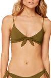 L*space Flash Back Knot Front Bikini Top In Moss