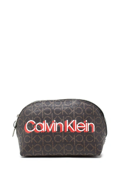 Calvin Klein Brown Cotton Beauty Case