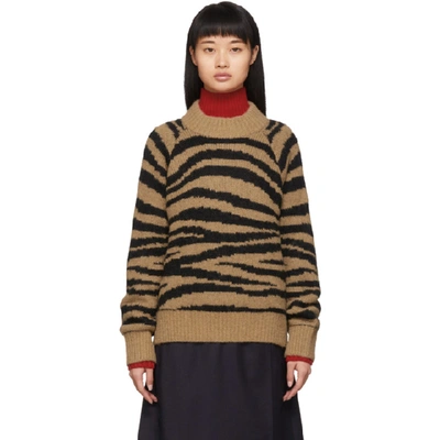 Apc Jemima Tiger-jacquard Alpaca-blend Sweater In Brown