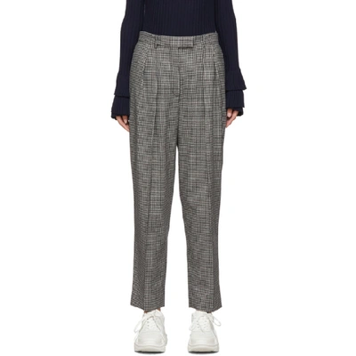 A.p.c. Cherlyn Houndstooth Wool-blend Twill Trousers In Black