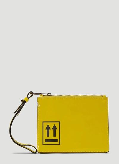 Off-white Patent Clutch Bag In Yellow