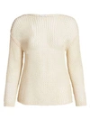 Joan Vass, Plus Size Tape Yarn Sweater In Natural