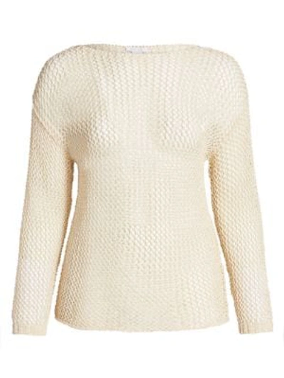 Joan Vass, Plus Size Tape Yarn Sweater In Natural