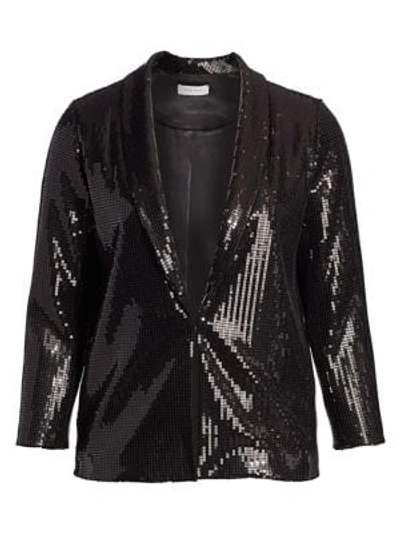 Joan Vass, Plus Size Classic-fit Sequin Jacket In Black