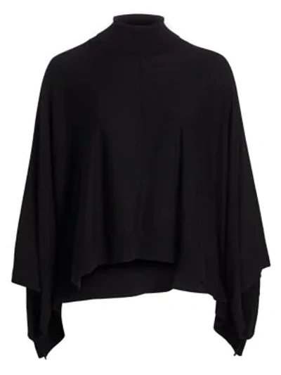 Joan Vass, Plus Size Modern-fit Turtleneck Poncho Sweater In Black