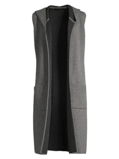 Raffi Wool & Cashmere Reversible Longline Vest In Grey