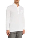 Ralph Lauren Men's Washed Long-sleeve Pocket Polo Shirt, White