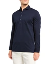 Ralph Lauren Men's Washed Long-sleeve Pocket Polo Shirt, Navy In Classic Navy