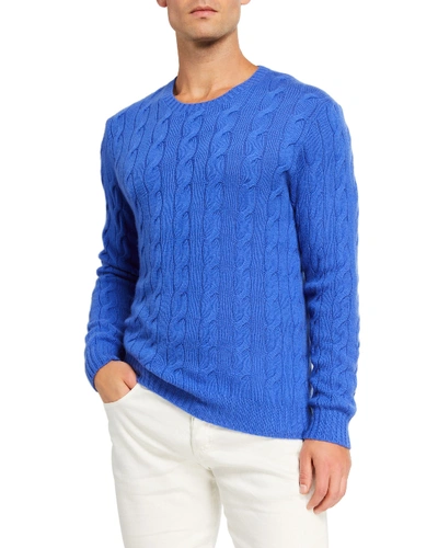 Ralph Lauren Cashmere Cable-knit Crewneck Sweater, Blue