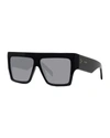 Celine Unisex Polarized Flat Top Square Sunglasses, 57mm In Black