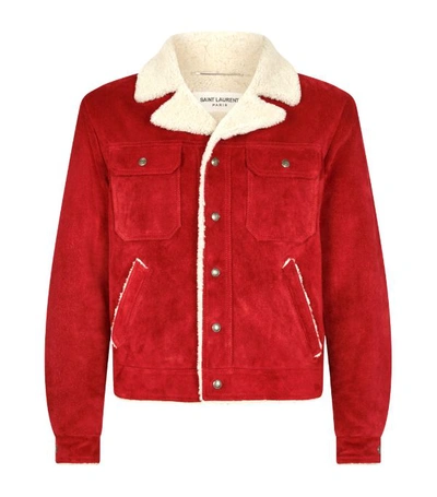 Saint Laurent Shearling Lining Jacket In Red