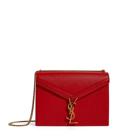 Saint Laurent Cassandra Grain De Poudre Shoulder Bag In Red