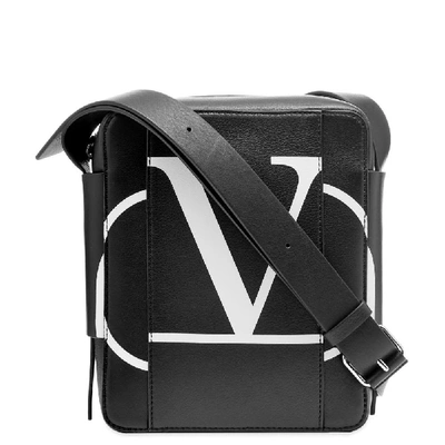 Valentino Garavani Valentino Go Logo Leather Shoulder Bag In Black