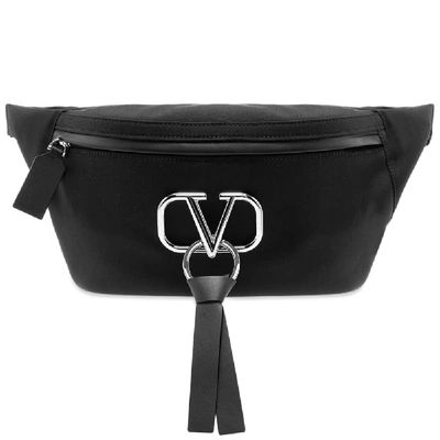 Valentino Garavani Valentino Go Logo Ribbon Nylon Waist Pack In Black