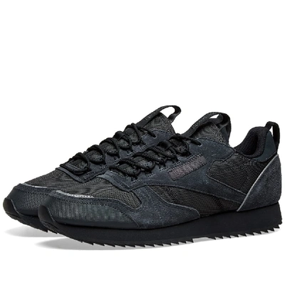 Reebok Men's Classic Leather Ripple Trail Casual Sneakers From Finish Line In Black