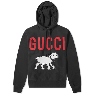 Gucci Lamb Logo Hoody In Black