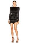 SAINT LAURENT LONG SLEEVE MINI DRESS,SLAU-WD138