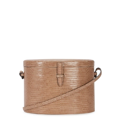 Hunting Season Trunk Lizard Box Bag In Taupe