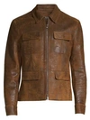 John Varvatos Zip-front Leather Jacket In Light Pastel/brown