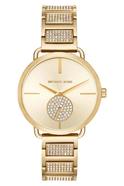 Michael Michael Kors Women's Portia Crystal Embellished Bracelet Watch, 37mm In Gold