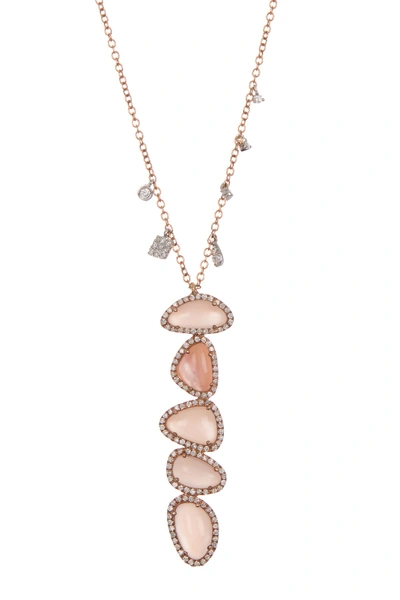 Meira T 14k Rose Gold Rose Quartz & Diamond Necklace