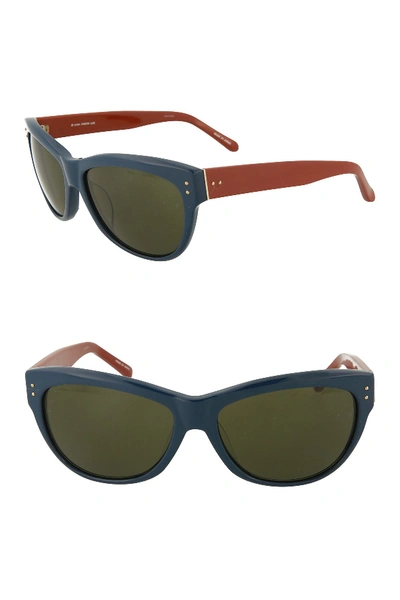 Linda Farrow 58mm Novelty Sunglasses In Royal Blue Brown
