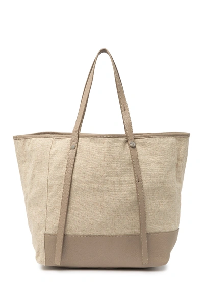 Christopher Kon Canvas And Leather Tote In Natural/taupe