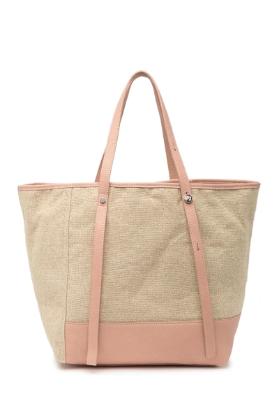 Christopher Kon Canvas And Leather Tote In Natural/blush