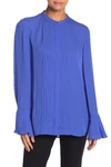 Elie Tahari Paige Pintuck Long Sleeve Silk Blouse In Blue Glaze