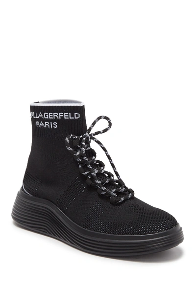 Karl Lagerfeld High Top Knit Sneaker In Black