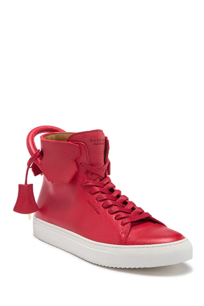 Buscemi Pebbled-leather Platform High-top Sneakers In Red
