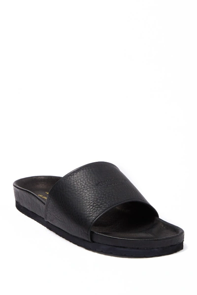 Broken Homme Patrick Leather Slide Sandal In Black Vintage / Suede