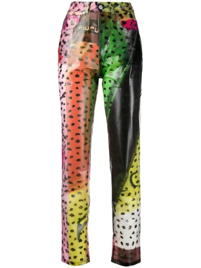 Fiorucci Tara Leopard Print Straight Trousers In Green